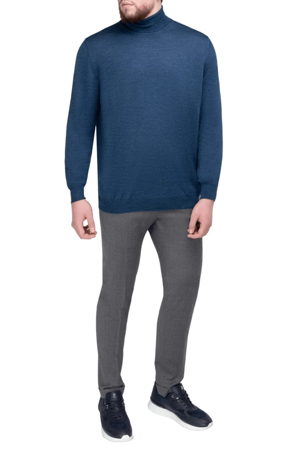 Gran Sasso man cardigan for men made of wool, cashmere and viscose blue 165410 - photo 2