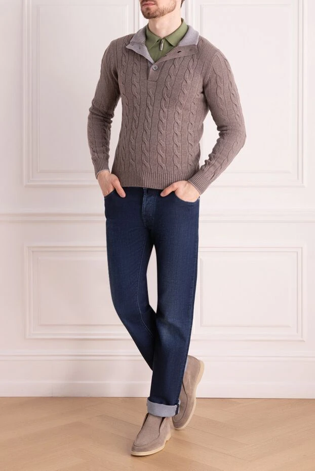 Gran Sasso man men's cardigan made of wool, cashmere and viscose, brown buy with prices and photos 165405 - photo 2
