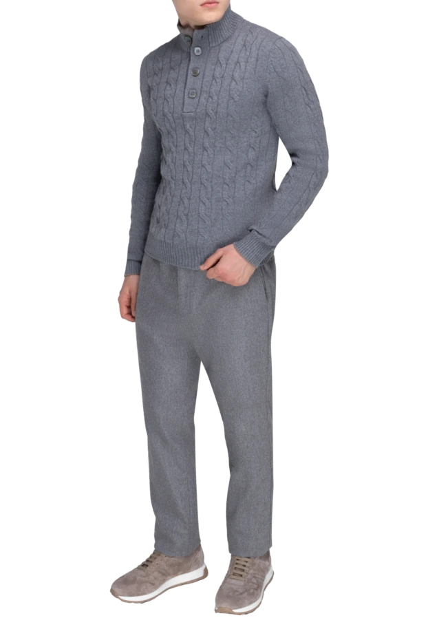 Gran Sasso man cardigan for men made of wool, cashmere and viscose blue 165410 - photo 2