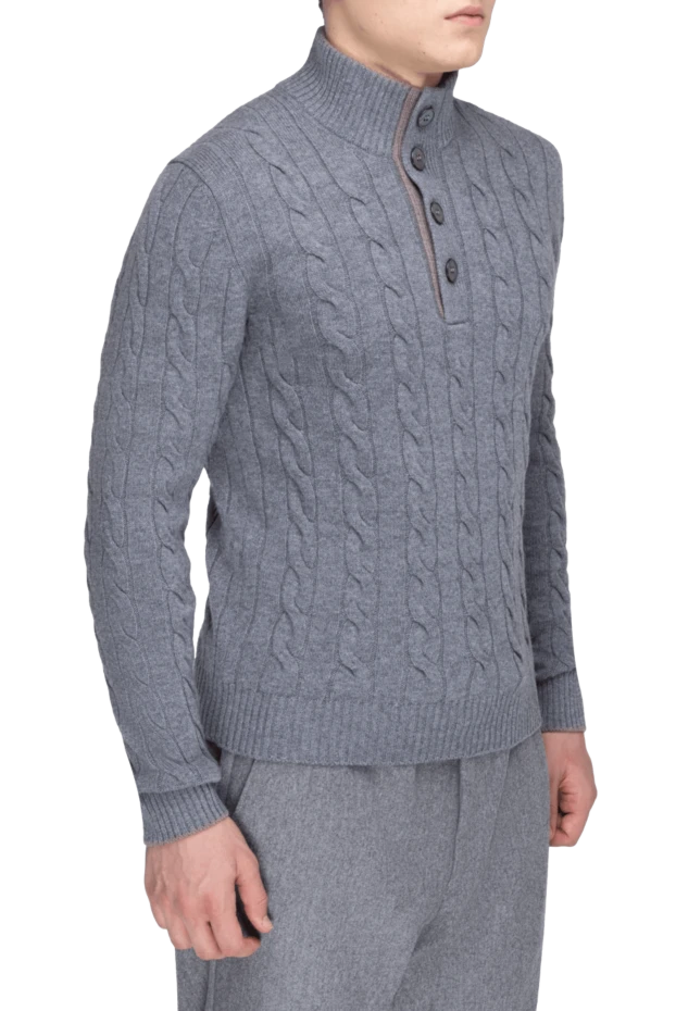 Gran Sasso man cardigan for men made of wool, cashmere and viscose blue 165410 - photo 3