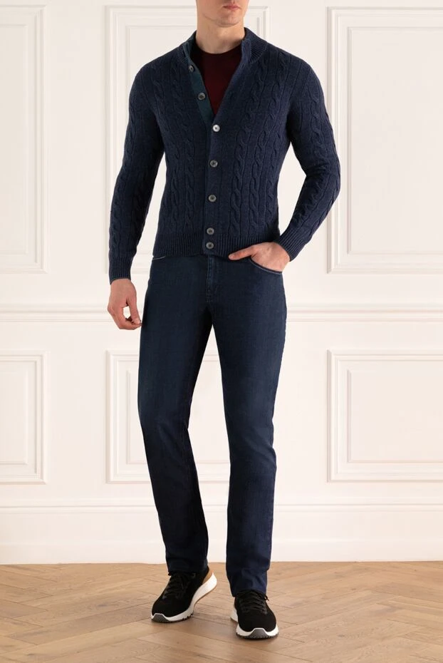 Gran Sasso man men's cardigan made of wool, cashmere and viscose blue buy with prices and photos 165410 - photo 2