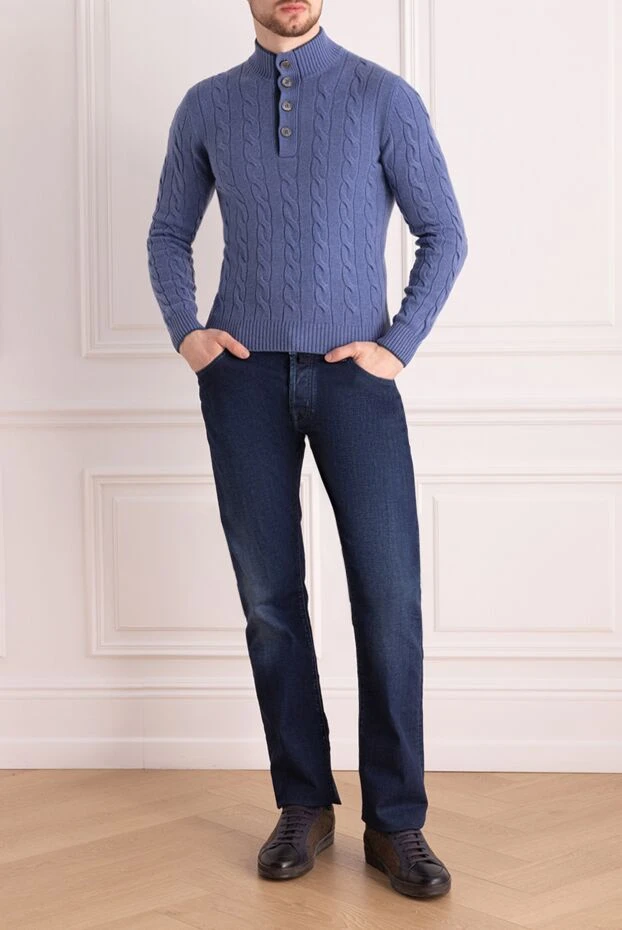 Gran Sasso man troyer wool, viscose and cashmere blue for men buy with prices and photos 165415 - photo 2