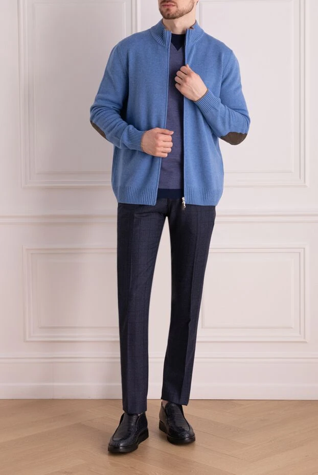 Gran Sasso man men's cardigan made of wool, cashmere and viscose blue buy with prices and photos 165417 - photo 2