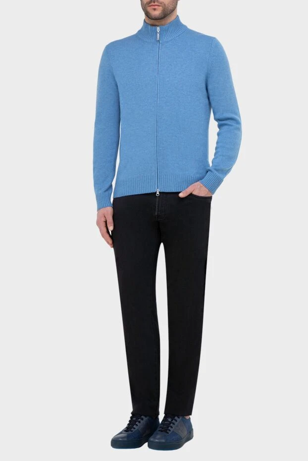Gran Sasso man men's cardigan made of wool, cashmere and viscose blue buy with prices and photos 165423 - photo 2