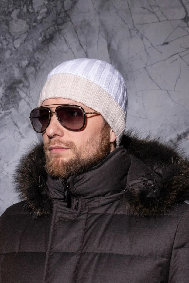 Gran Sasso шапка из кашемира белая мужская 165443 - фото 2