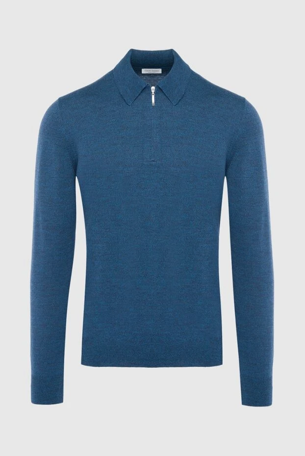 Gran Sasso polo with long sleeves made of wool blue for men 165464 - photo 1