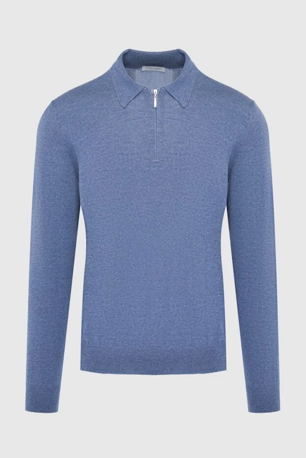 Gran Sasso polo with long sleeves made of wool blue for men 165466 - photo 1