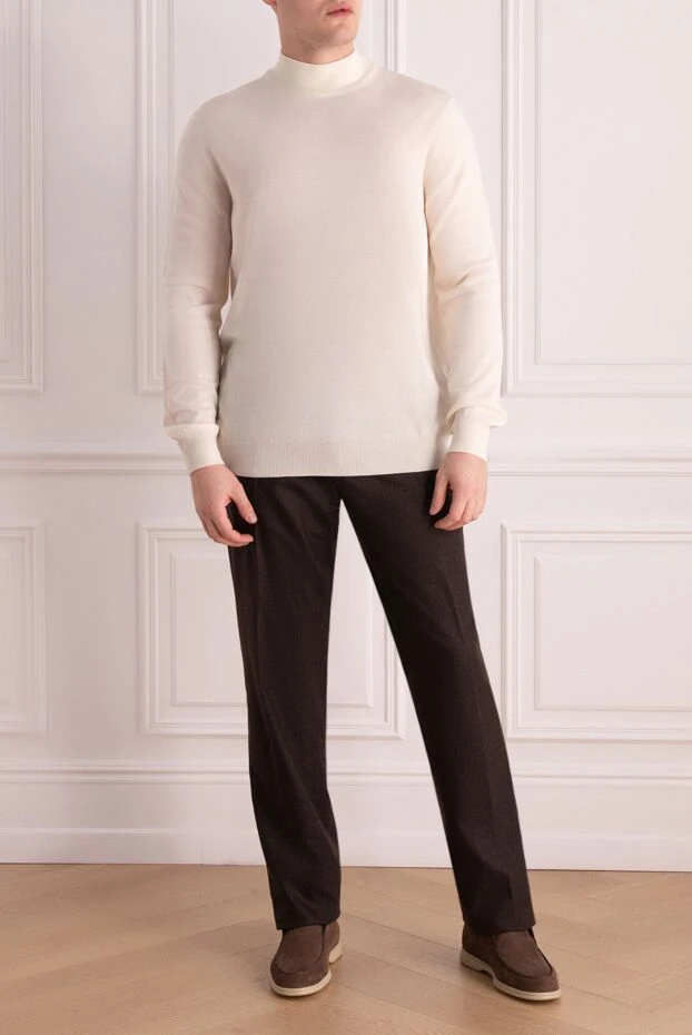Gran Sasso man men's jumper with high stand-up collar made of wool white buy with prices and photos 165499 - photo 2