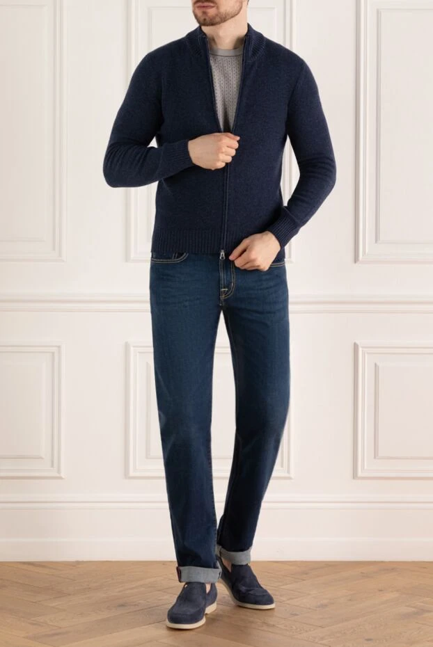 Gran Sasso man men's cardigan made of wool, cashmere and viscose blue buy with prices and photos 165579 - photo 2