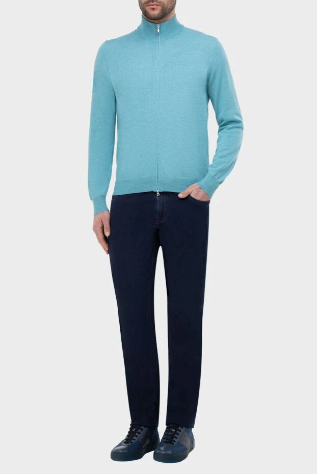 Gran Sasso man men's cashmere cardigan blue 165591 - photo 2