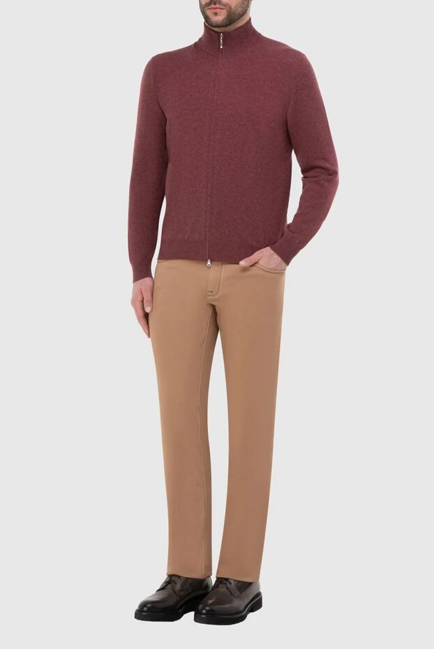 Gran Sasso man men's cardigan made of wool, cashmere and viscose, burgundy buy with prices and photos 165603 - photo 2