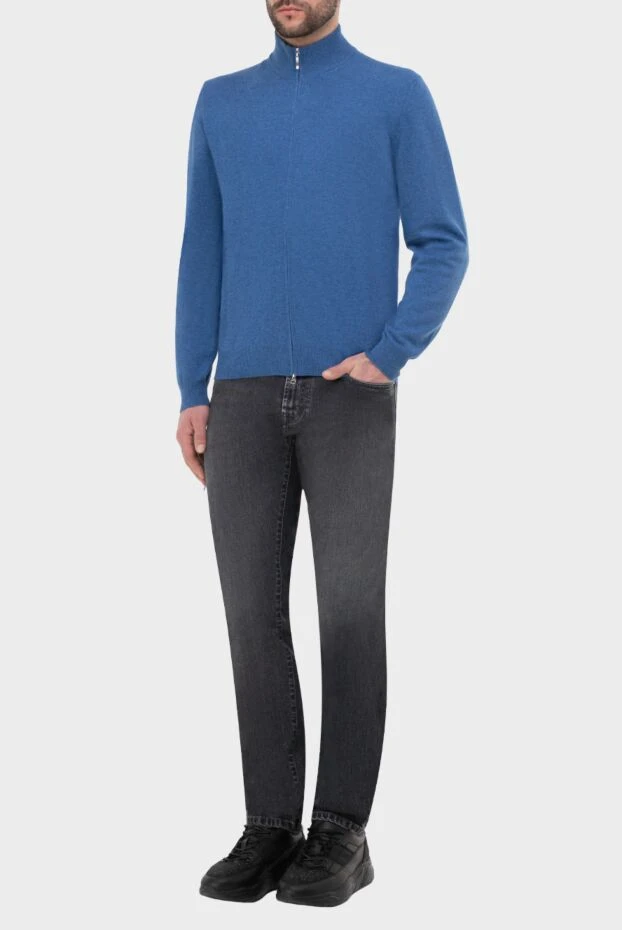 Gran Sasso man men's cardigan made of wool, cashmere and viscose blue buy with prices and photos 165609 - photo 2