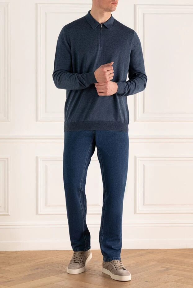 Gran Sasso мужские поло с длинным рукавом из шерсти и шёлка синее мужское купить с ценами и фото 165651 - фото 2