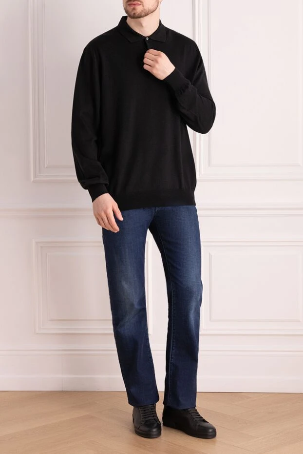 Gran Sasso man wool long sleeve polo black for men buy with prices and photos 165653 - photo 2