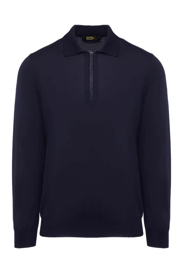 Zilli man long sleeve polo in silk, cashmere and crocodile blue for men buy with prices and photos 165744 - photo 1