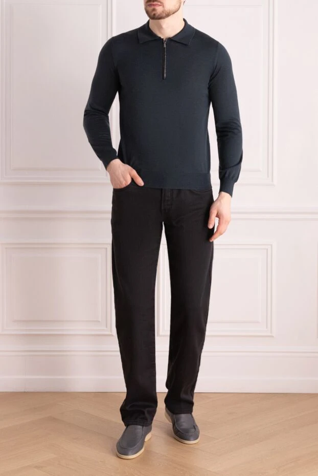 Zilli man long sleeve polo in silk, cashmere and crocodile skin green for men buy with prices and photos 165746 - photo 2