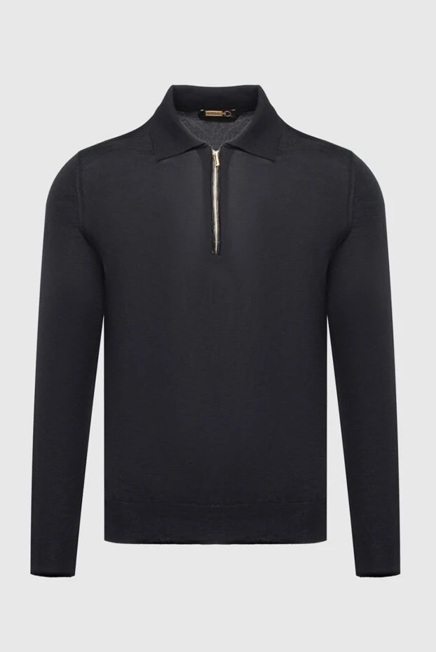 Zilli long sleeve polo from silk, cashmere and crocodile leather black men's 165747 - photo 1