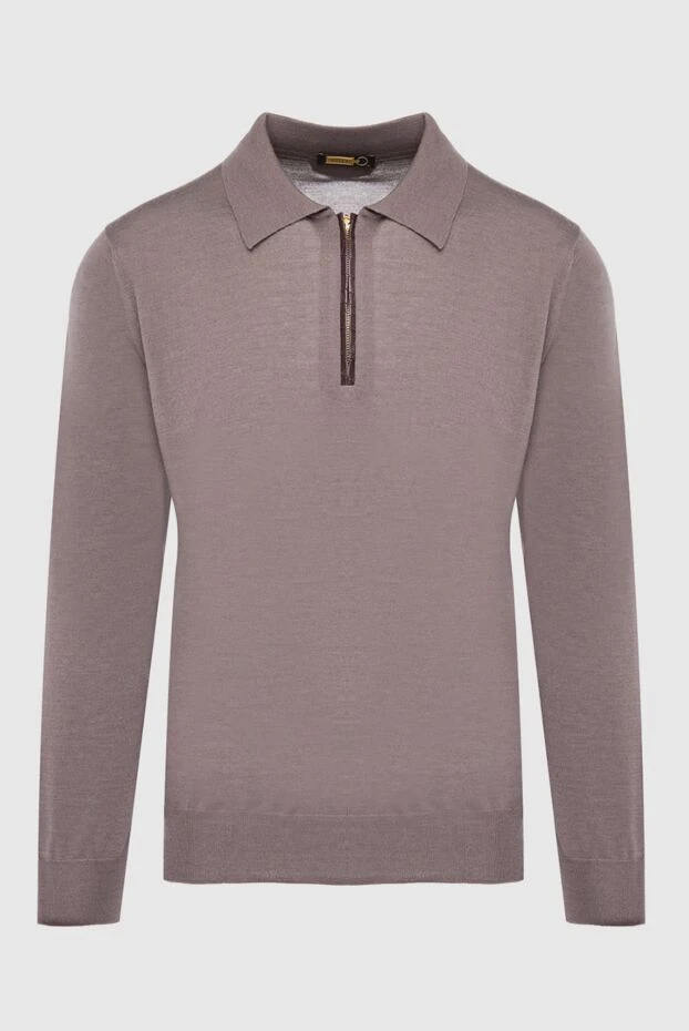 Zilli long sleeve polo from silk, cashmere and crocodile leather brown men's 165749 - photo 1