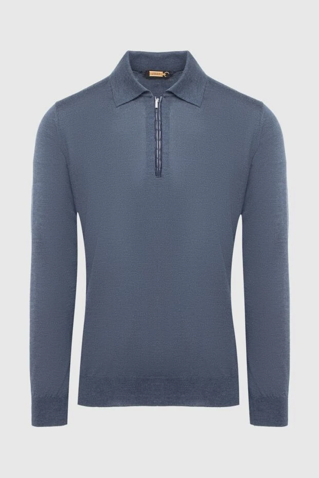 Zilli man long sleeve polo in silk, cashmere and crocodile blue for men buy with prices and photos 165750 - photo 1