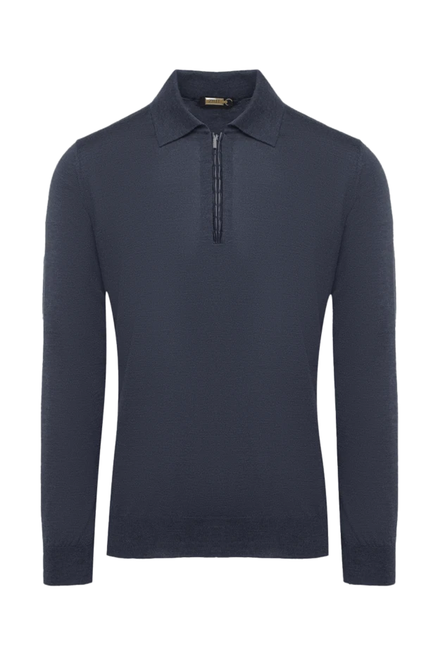 Zilli man long sleeve polo in silk, cashmere and crocodile blue for men buy with prices and photos 165750 - photo 1