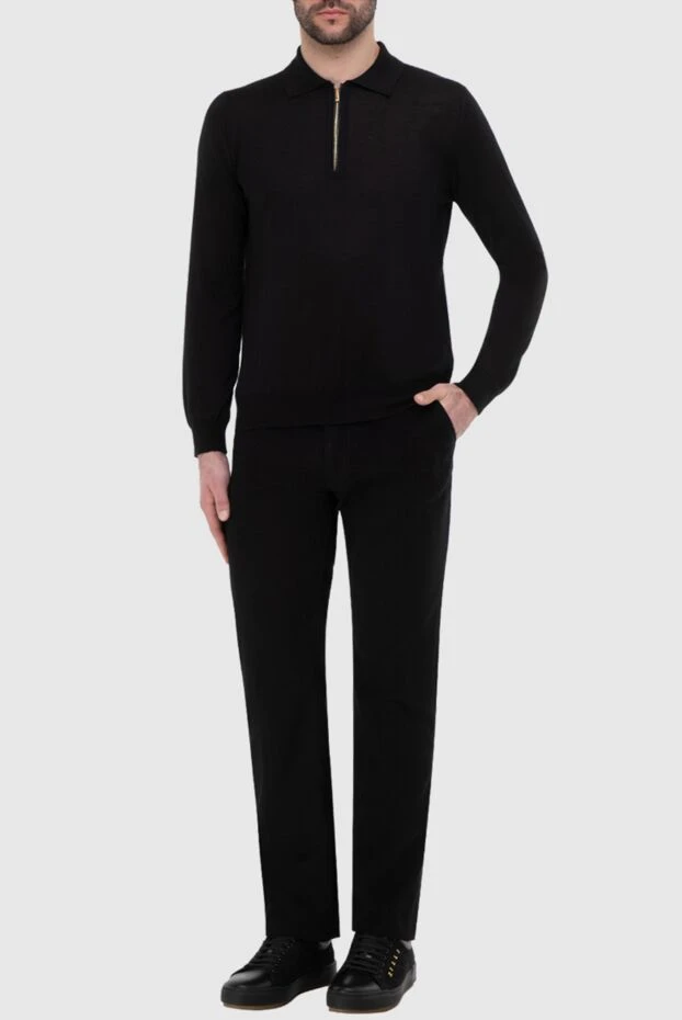 Zilli man long sleeve polo in silk and cashmere black for men 165753 - photo 2