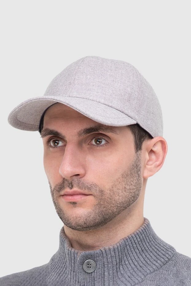 Enrico Mandelli man gray wool and cashmere cap for men 165954 - photo 2