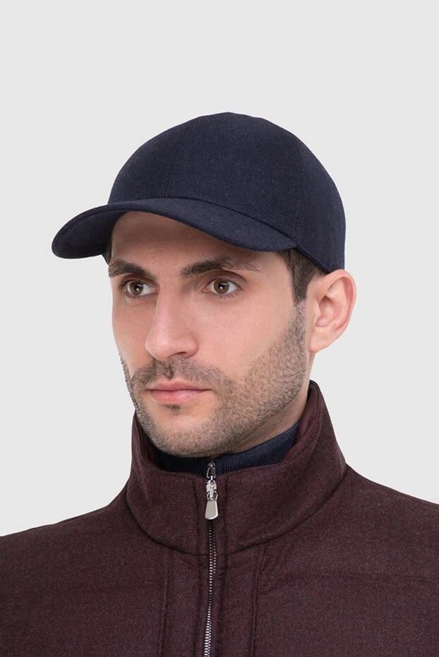 Enrico Mandelli man blue wool and cashmere cap for men 165958 - photo 2