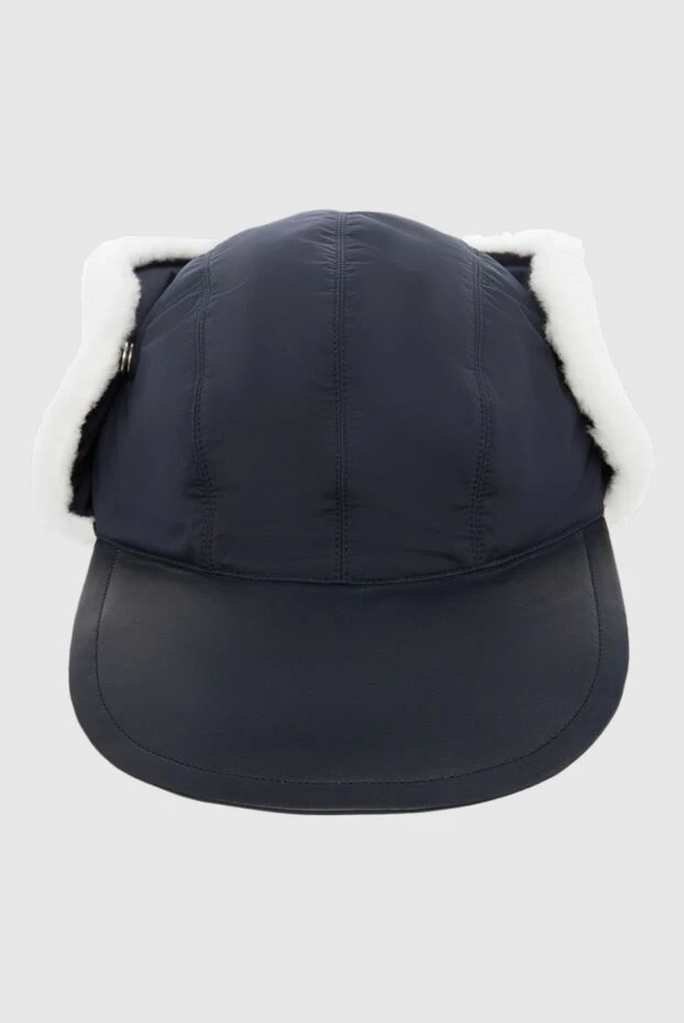 Seraphin man cap made of nylon, genuine leather and natural fur blue for men buy with prices and photos 165972 - photo 1