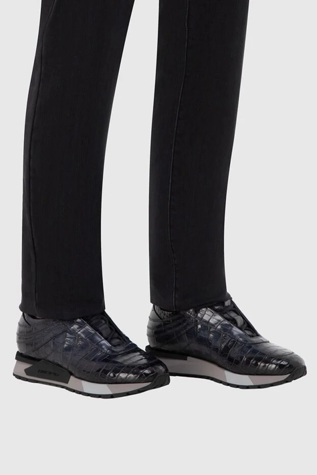 Santoni мужские кроссовки из кожи аллигатора синие мужские купить с ценами и фото 165979 - фото 2