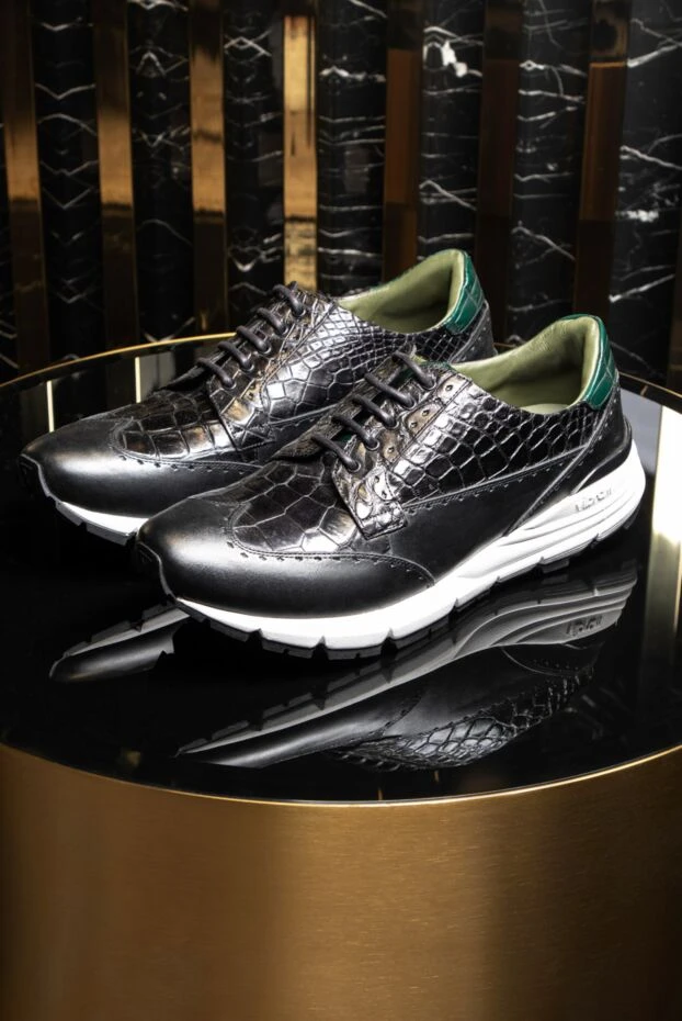 Tardini кросівки з глянсової шкіри крокодила з амортизуючою підошвою та контрастним оздобленням 165999 - фото 2