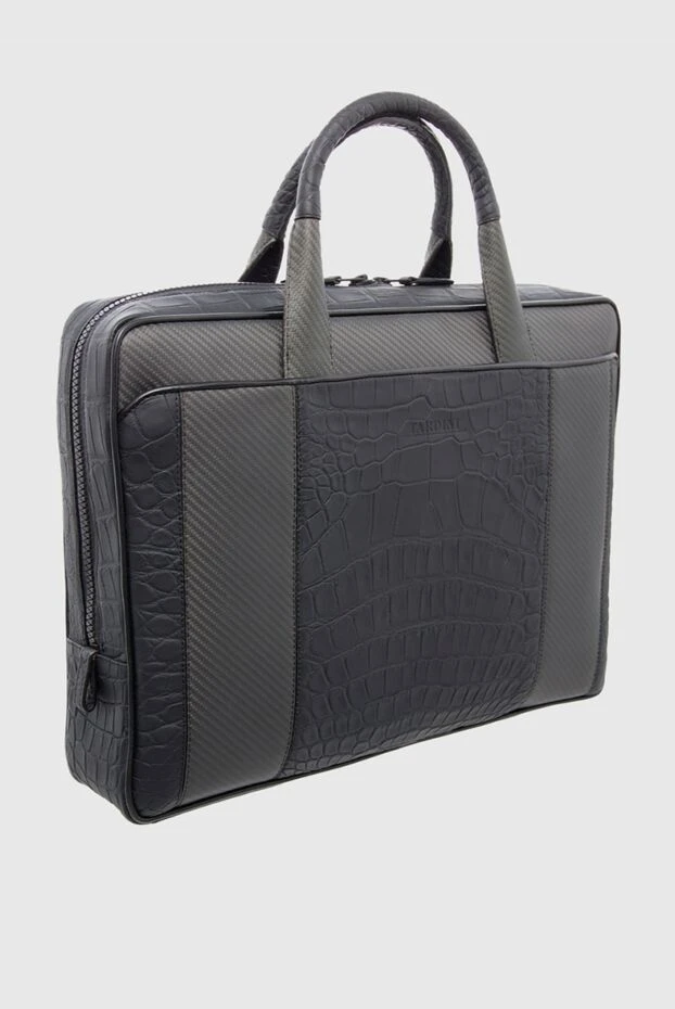 Tardini man briefcase in leather and carbon black for men 166020 - photo 3