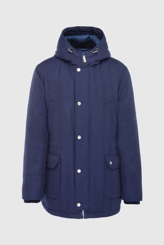 Пуховик чоловічий з кашеміру та шовку синій - фото 1