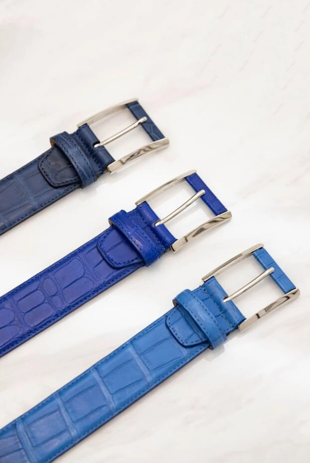 Ремінь із крокодилової шкіри у небесно-блакитному кольорі - фото 2
