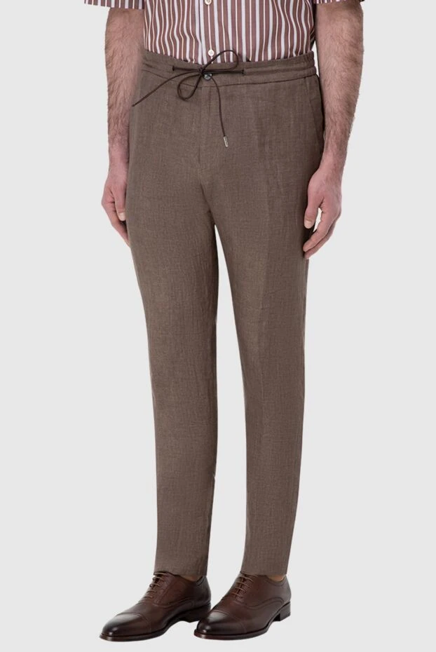 Tombolini мужские брюки из льна коричневые мужские купить с ценами и фото 166192 - фото 2