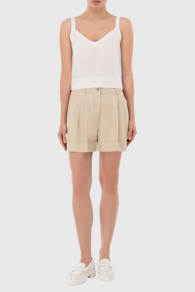 P.A.R.O.S.H. woman beige viscose and linen shorts for women buy with prices and photos 166220 - photo 2