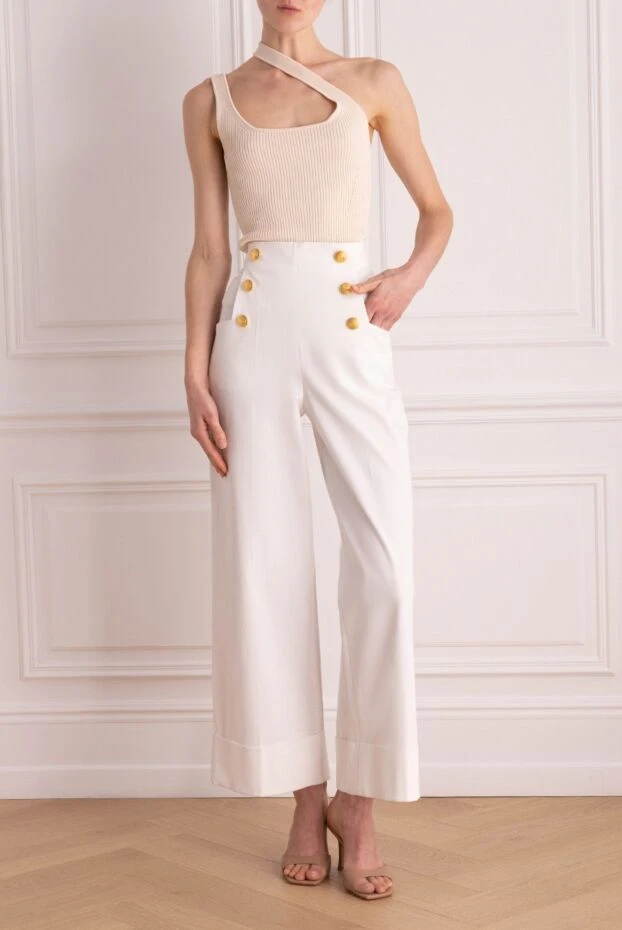 P.A.R.O.S.H. жіночі штани з бавовни білі жіночі купити фото з цінами 166222 - фото 2