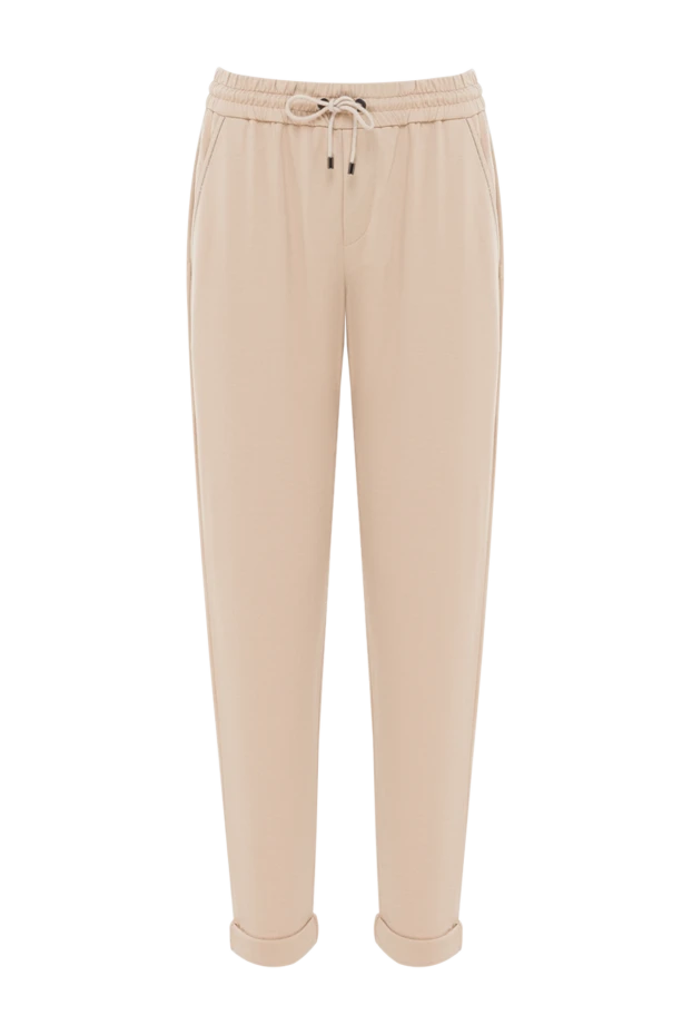 Brunello Cucinelli брюки из хлопка бежевые женские 166292 - фото 1