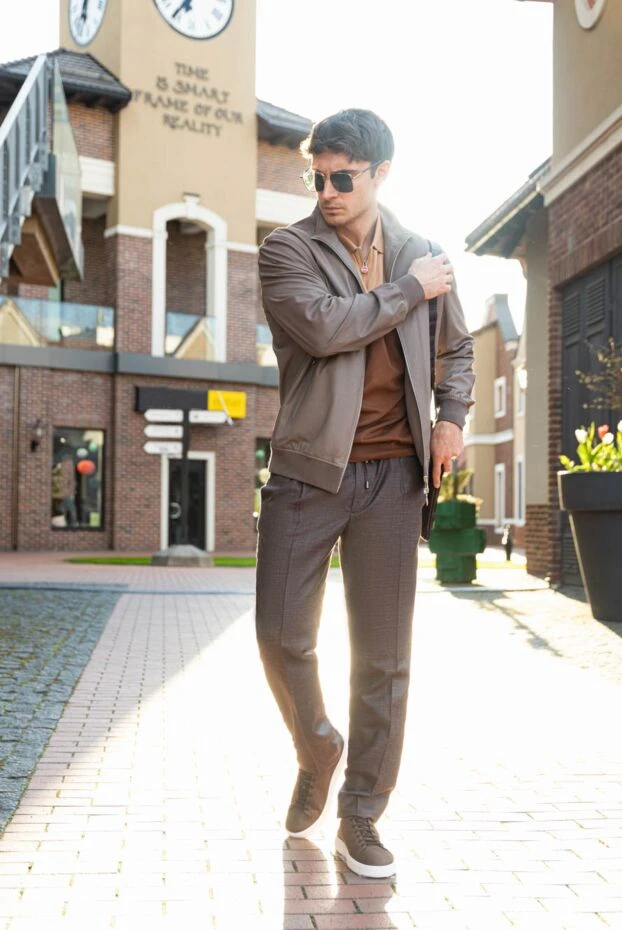 Kiton knitted polo with zip in shades of brown and caramel 166320 - photo 3