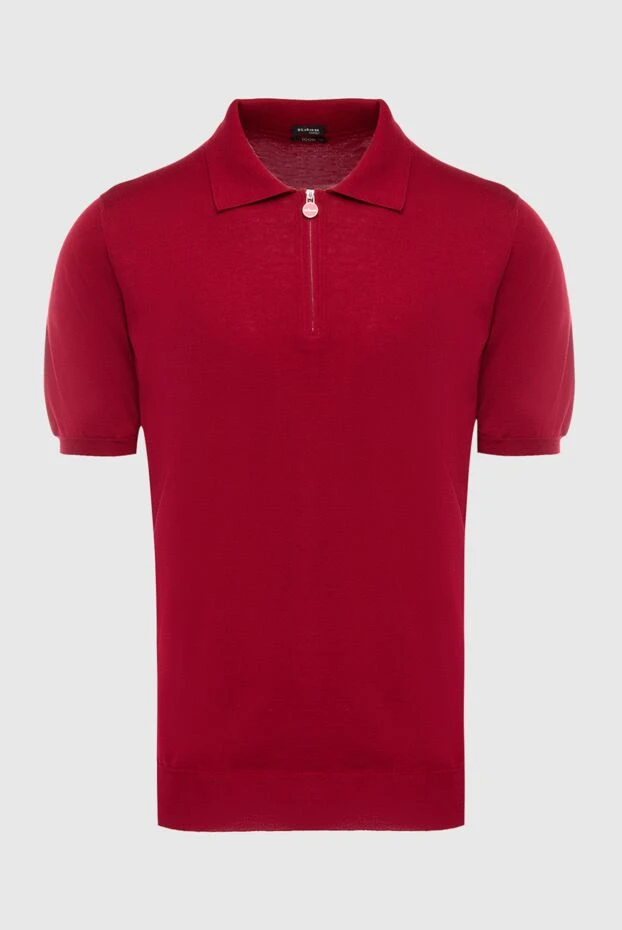 Kiton men's polo shirt with zip collar made of stretch fabric in burgundy 195482 - photo 1