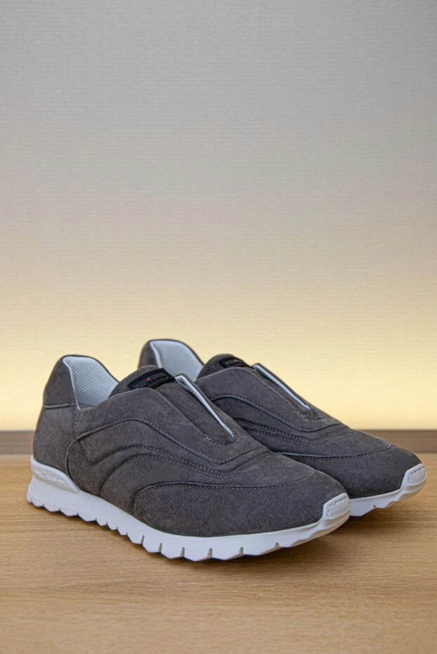 Мужские слипоны на каждый день из мягкой замши с белоснежной подошвой - фото 2