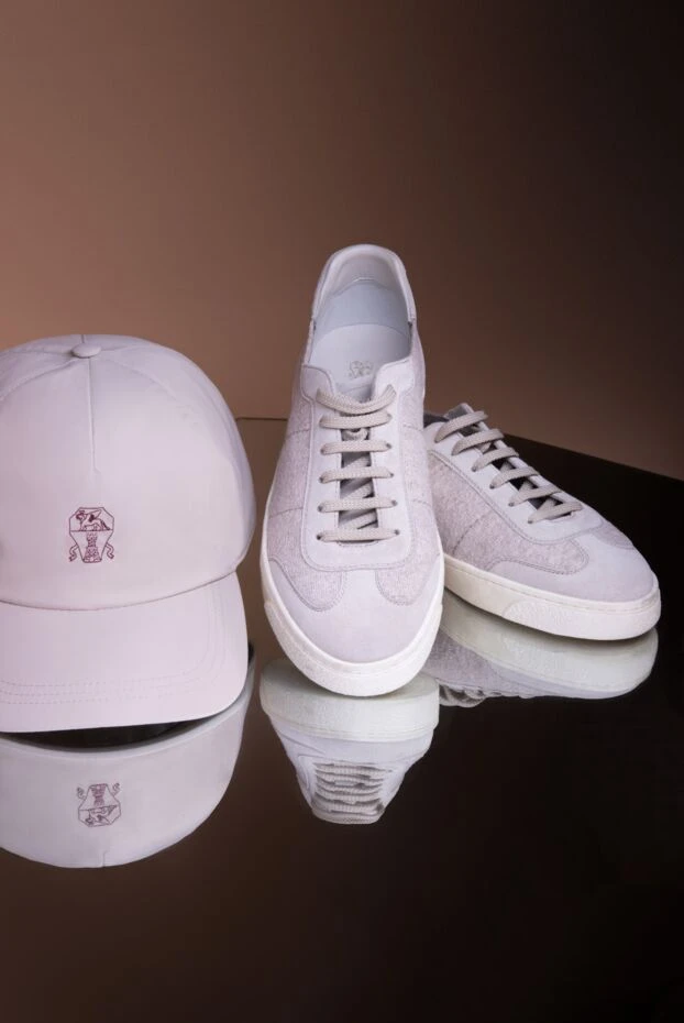 Кроссовки из хлопка бежевые мужские - фото 2