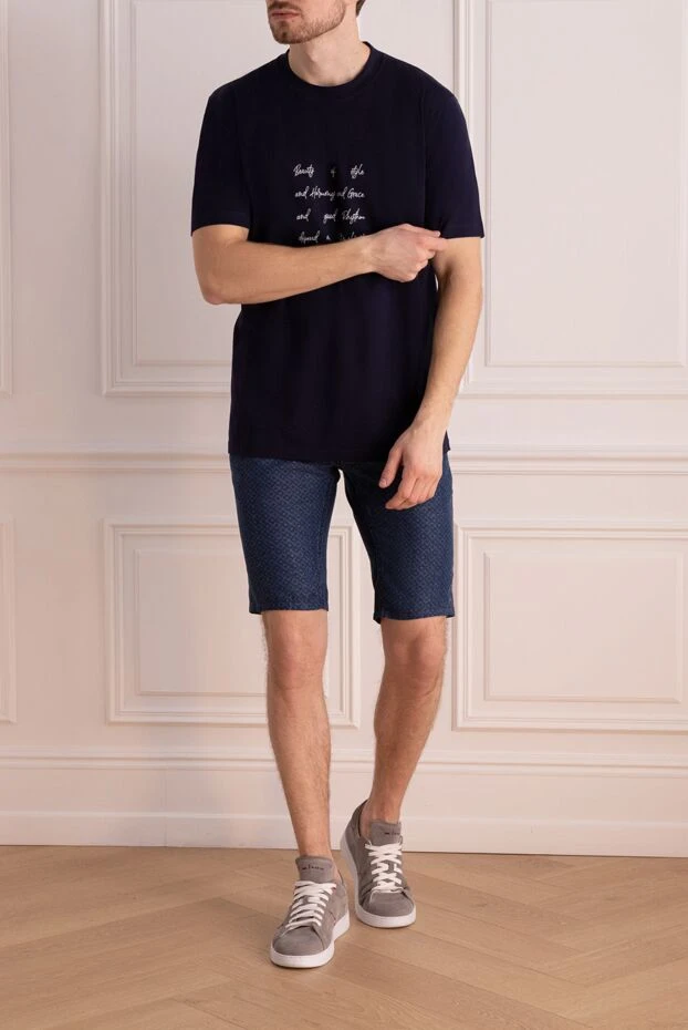 Футболка з бавовни синя чоловіча - фото 2