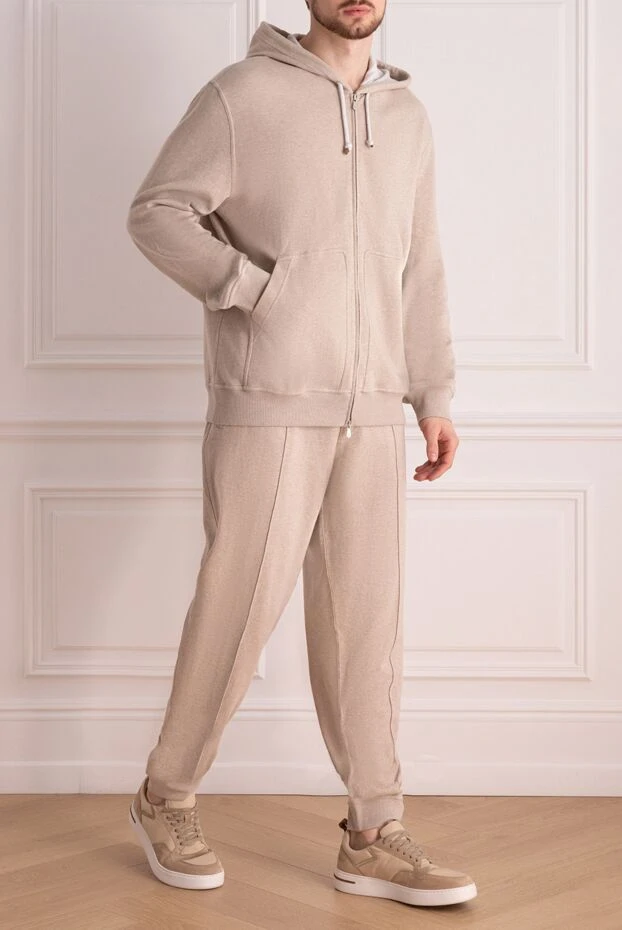 Brunello Cucinelli костюм спортивный мужской из хлопка и полиамида бежевый 166406 - фото 2