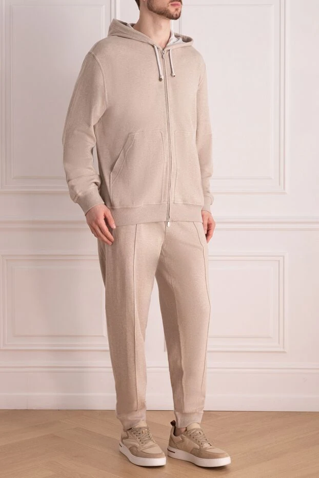 Brunello Cucinelli костюм спортивный мужской из хлопка и полиамида бежевый 166406 - фото 3