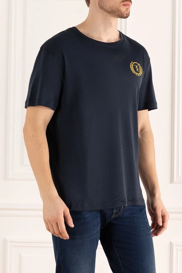Billionaire dark blue cotton t-shirt with crest on chest 196916 - photo 3