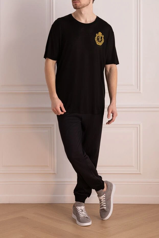 Billionaire man black cotton and elastane t-shirt for men 166470 - photo 2