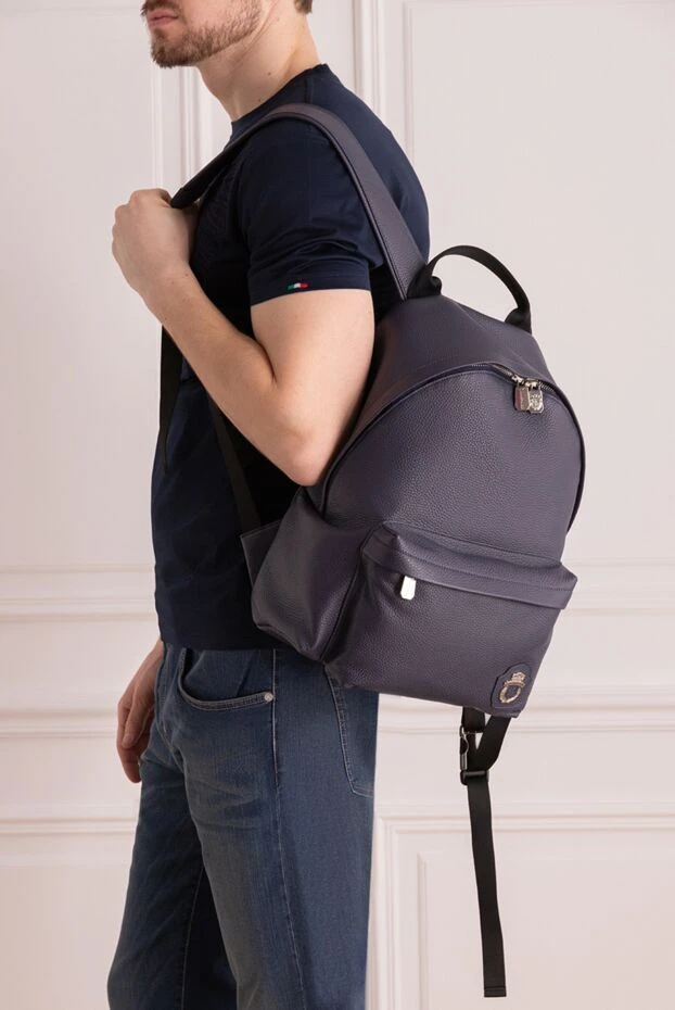 Billionaire man blue leather backpack for men buy with prices and photos 166476 - photo 2