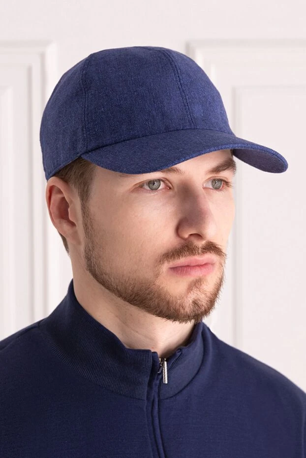 Cesare di Napoli man blue cashmere cap for men buy with prices and photos 166492 - photo 2