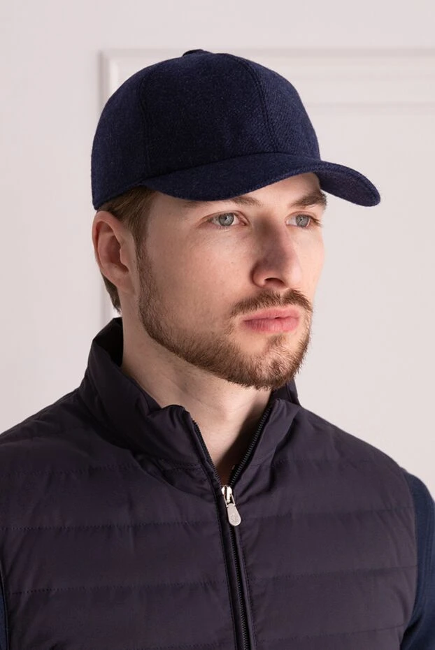 Cesare di Napoli man blue cashmere cap for men buy with prices and photos 166498 - photo 2