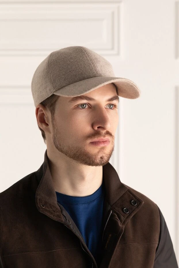 Cesare di Napoli man beige cashmere cap for men buy with prices and photos 166499 - photo 2